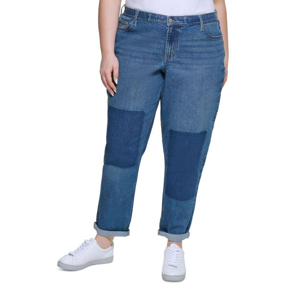Calvin Klein Jeans Trendy Plus Size Shadow Patch Slim Boyfriend Jeans